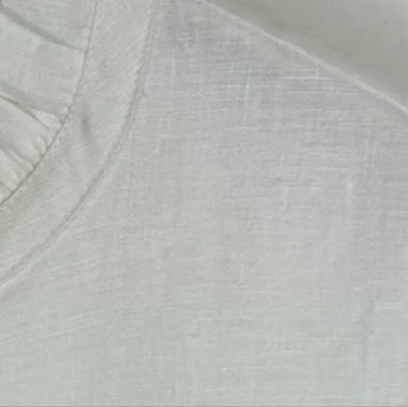 New Alice Walk Band Collar Long Sleeve Linen Tiered White Cottagecore Dress M - Picture 4 of 6